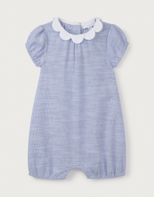 Organic Cotton Striped Petal Collar Shortie (0–24mths)