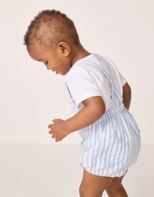 Organic Cotton Striped Seersucker Bubble Romper & T-Shirt Set (0–24mths)