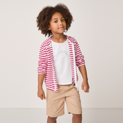 Organic Cotton Striped Terry Hoodie, ‘Summer Vibes’ Printed T-Shirt & Shorts Set (18mths–6yrs)