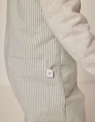 Organic Cotton Striped Twill Dungarees & Sweatshirt Set (0–18mths)