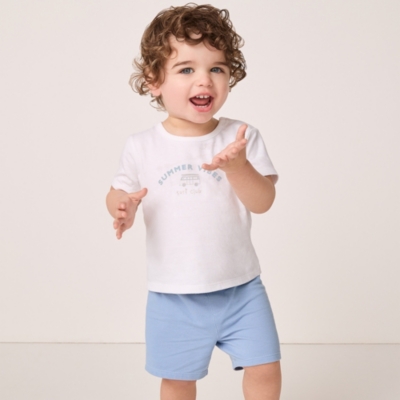 Organic Cotton Summer Vibes T-shirt & Piqué Shorts Set (0–18mths)
