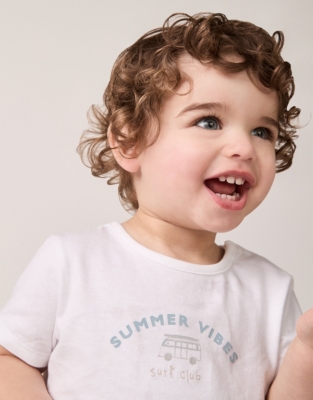 Organic Cotton Summer Vibes T-shirt & Piqué Shorts Set (0–18mths)