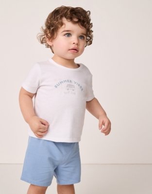 Organic Cotton Summer Vibes T-shirt & Piqué Shorts Set (0–18mths)