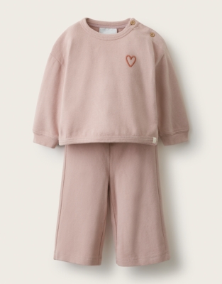 Organic Cotton Sweatshirt & Wide Leg Joggers Set (0–4yrs)