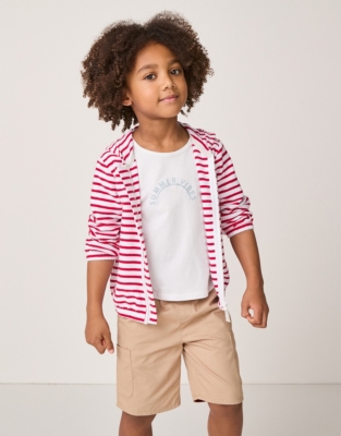 Organic Cotton Terry Stripe Zip Hoodie, Sun T-Shirt & Short Set (18mths–6yrs)