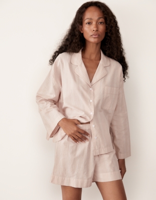 Organic Cotton Textured Stripe Pyjama Shirt