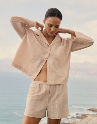 Organic Cotton Textured Stripe Shorts