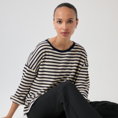 Organic Cotton Textured Stripe Sweatshirt