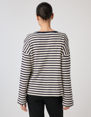 Organic Cotton Textured Stripe Sweatshirt