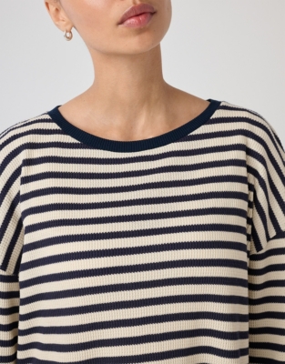 Organic Cotton Textured Stripe Sweatshirt