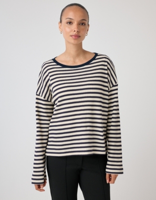 Organic Cotton Textured Stripe Sweatshirt