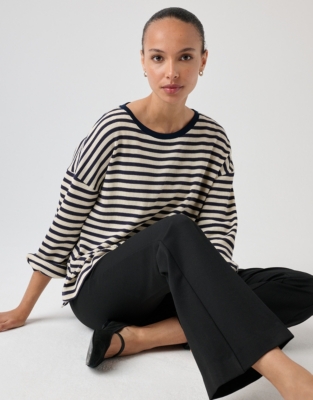 Organic Cotton Textured Stripe Sweatshirt