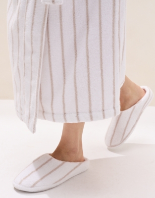 Organic Cotton Thin Stripe Slippers