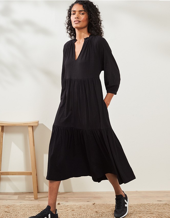 Organic-Cotton Tiered Jersey Dress | Clothing Sale | The White Company UK