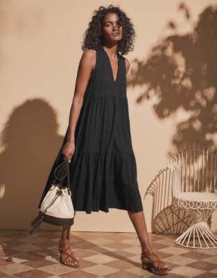 tiered cotton midi dress