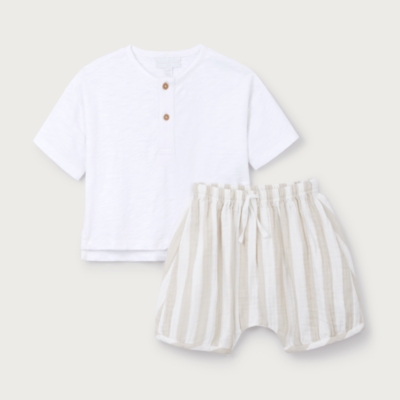 Organic Cotton Top & Stripe Bloomers Set (0–2yrs)