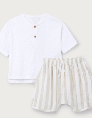 Organic Cotton Top & Stripe Bloomers Set (0–2yrs)