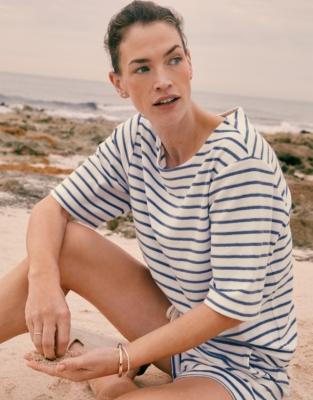 Organic Cotton Towelling Striped T-shirt