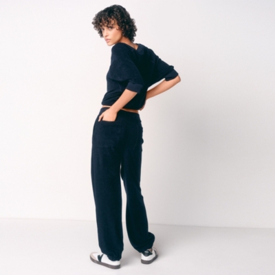 Organic Cotton Towelling Wide Leg Joggers