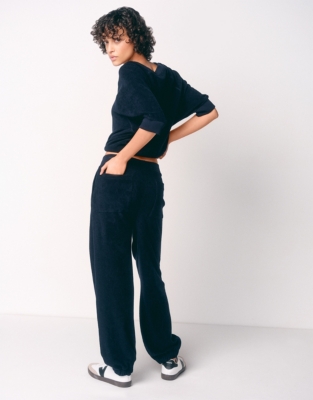Organic Cotton Towelling Wide Leg Joggers