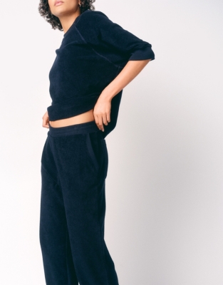 Organic Cotton Towelling Wide Leg Joggers