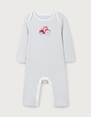 Organic Cotton Tractor Appliqué Sleepsuit (0–24mths)