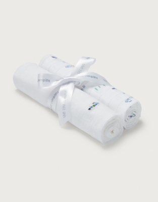 Organic Cotton Train Muslins Set of 2 Baby & Children's Sale The White Company UK