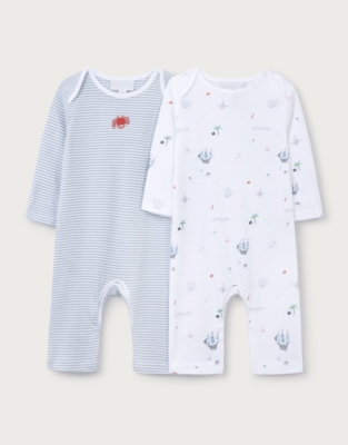 Organic Cotton Treasure Island & Stripe Sleepsuits — Set of 2 (0–24mths)