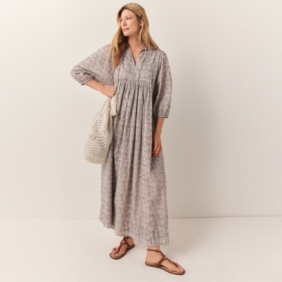 Organic Cotton Tulum Print Midi Dress