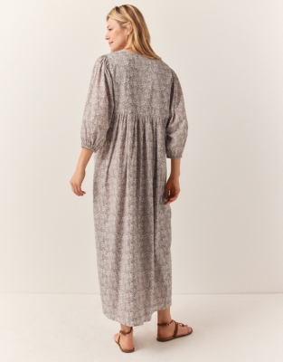 Organic Cotton Tulum Print Midi Dress