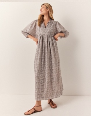 Organic Cotton Tulum Print Midi Dress