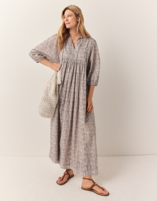 Organic Cotton Tulum Print Midi Dress