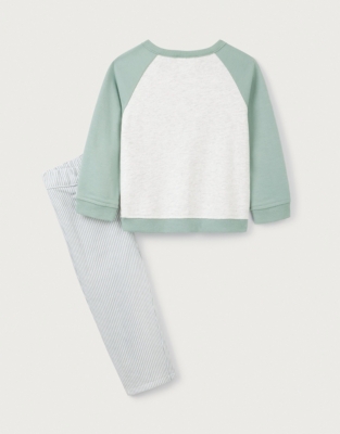 Organic Cotton Turtle Sweatshirt & Striped Twill Trousers Set (0–18mths)