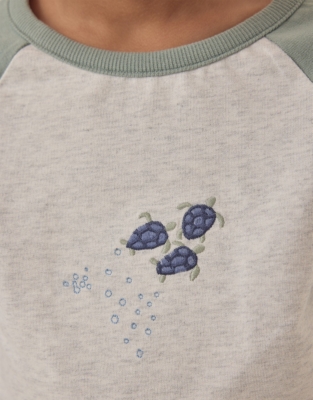 Organic Cotton Turtle Sweatshirt & Striped Twill Trousers Set (18mths–6yrs)