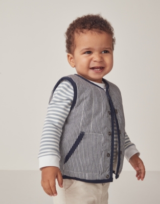 Organic Cotton Twill Stripe Gilet (0–18mths)