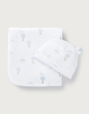 Organic Cotton Up In The Air Blanket & Hat Set (0–12mths)