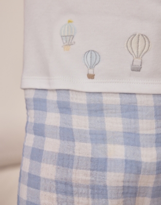 Organic Cotton Up In The Air Gingham Mock Top Sleepsuit (0–9mths)
