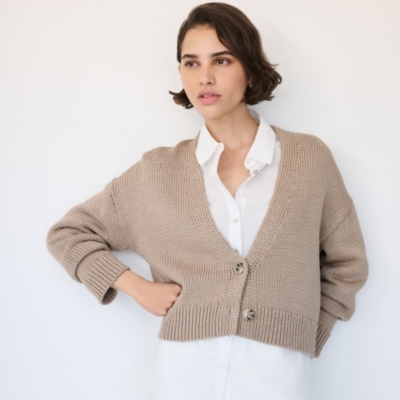 Organic Cotton V-Neck Boxy Cardigan