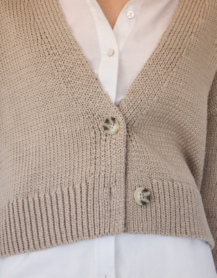 Organic Cotton V-Neck Boxy Cardigan