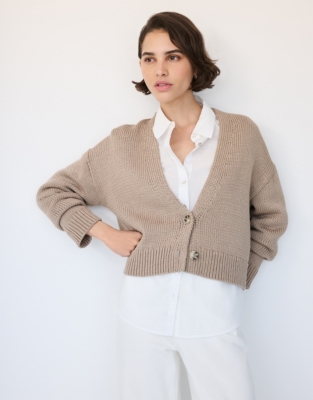 Organic Cotton V-Neck Boxy Cardigan