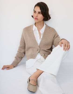 Organic Cotton V-Neck Boxy Cardigan