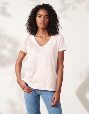 Organic-Cotton V-Neck T-Shirt | Tops & Blouses | The White Company US