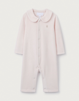 Organic Cotton Velour Collared Sleepsuit (0–24mths)