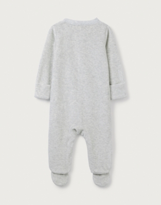 Organic Cotton Velour Kimbo Elephant Embroidered Sleepsuit (0–24mths)