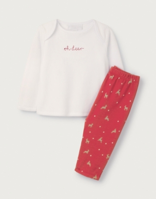 Organic Cotton Velour Oh Deer Embroidered Pyjamas (0–24mths)