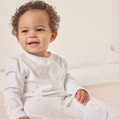 Organic Cotton Velour Snowflake Wrap Sleepsuit (0–24mths)