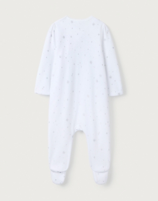 Organic Cotton Velour Snowflake Wrap Sleepsuit (0–24mths)