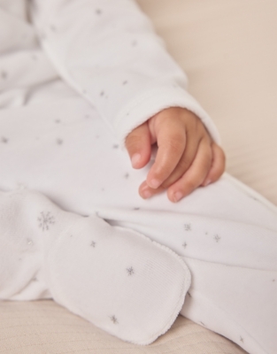 Organic Cotton Velour Snowflake Wrap Sleepsuit (0–24mths)