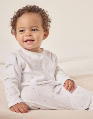 Organic Cotton Velour Snowflake Wrap Sleepsuit (0–24mths)