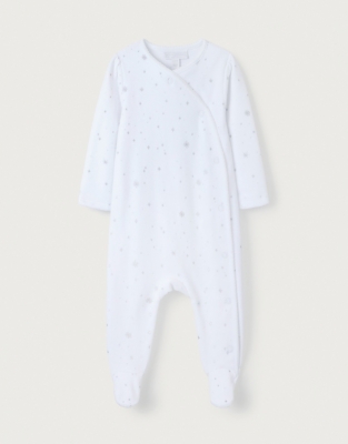 Organic Cotton Velour Snowflake Wrap Sleepsuit (0–24mths)